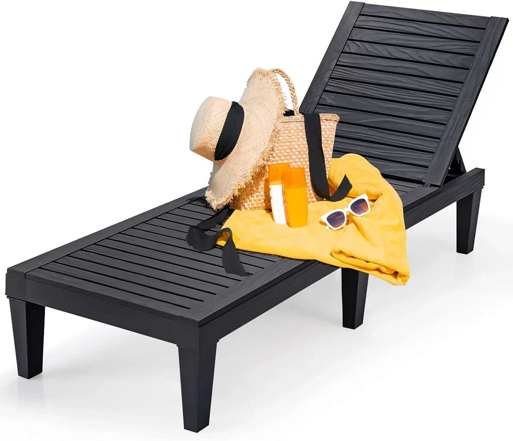 Outdoor Chaise Lounge Chair Lightweight Patio Lounge Recliner Chair with Adjustable Backrest