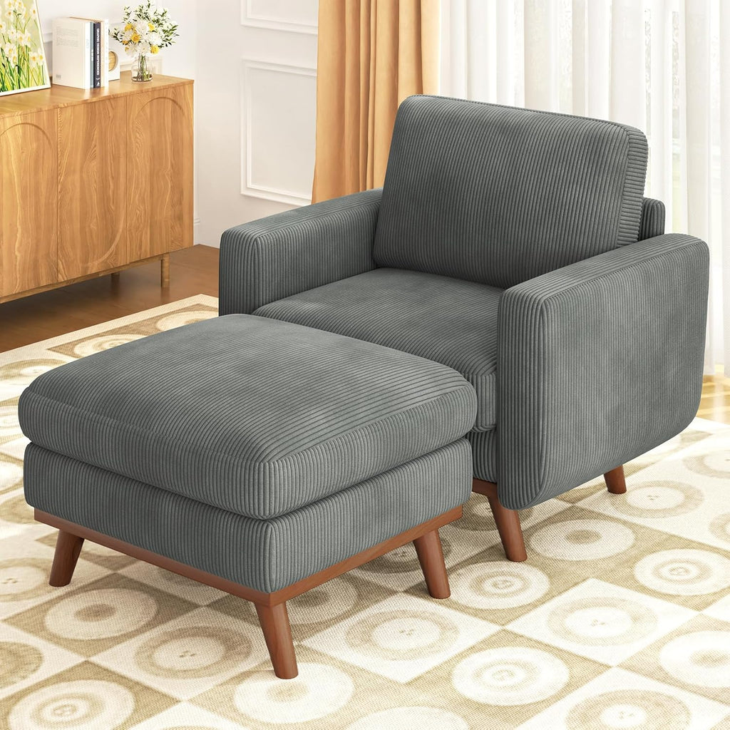Vesgantti 68 Loveseat Sofa - Green, Comfy Corduroy with Spring Cushion, Solid Wood Frame, Modern Deep Seat, Bedroom & Living Room, Office Couch