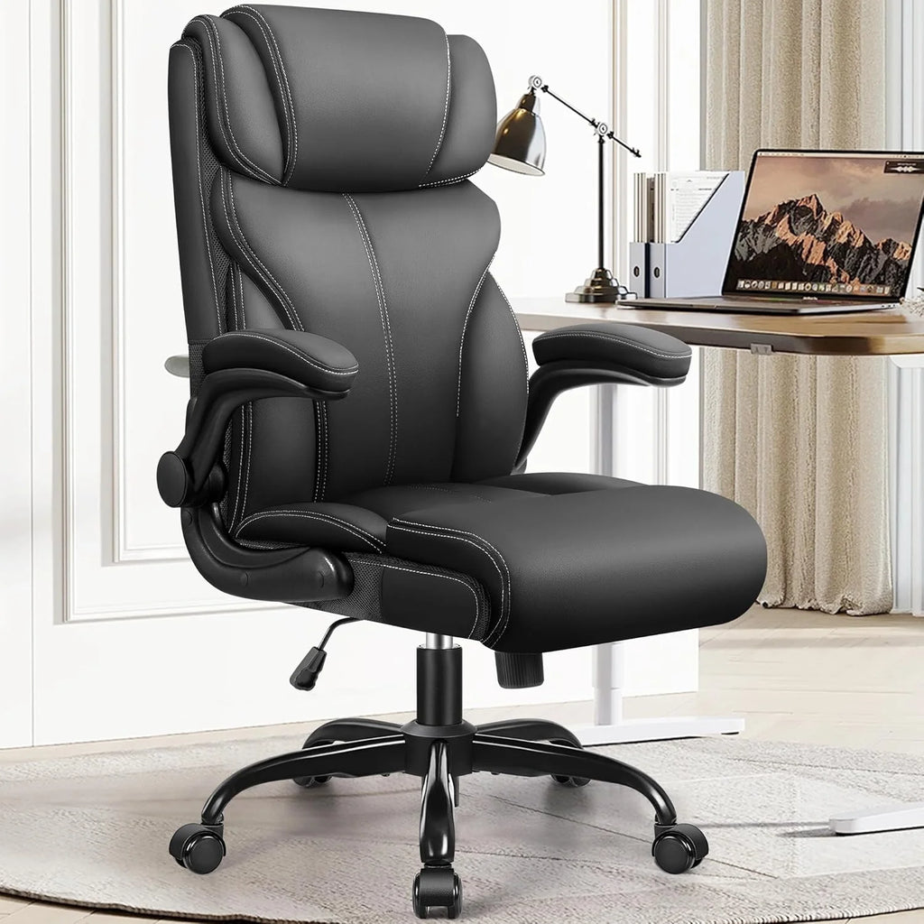 Office Chair Large High-Foot Computer Desk Chair, Breathable Leather Chair Lumbar Support Rotating Computer Chair