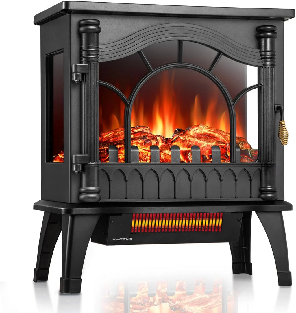 ZAFRO Freestanding Electric Fireplace Stove with Realistic Flame Electric Fireplace Heater