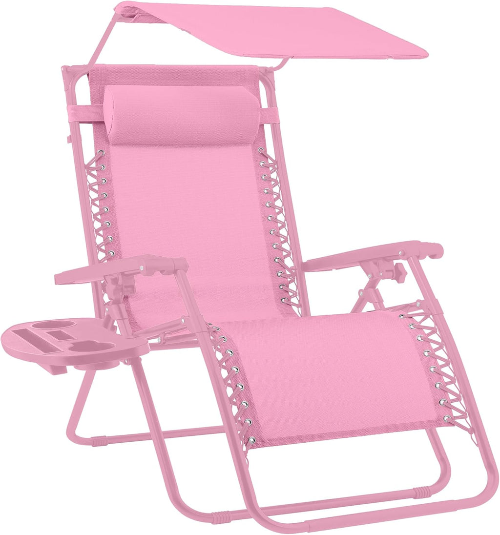 Best Choice Products Folding Zero Gravity Recliner Patio Lounge Chair Adjustable Canopy Shade