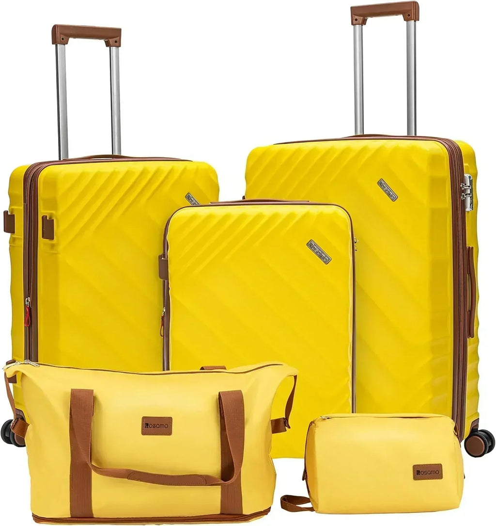 5 piece luggage set expandable suitcase 22x14x9 aviation certified durable waterproof travel set