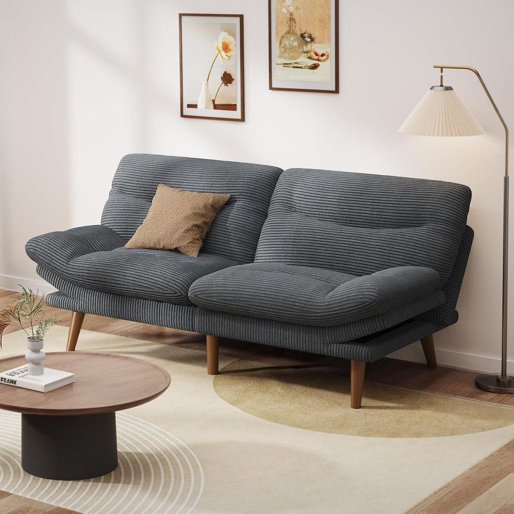 Convertible Futon Sofa Bed 66 Inch Corduroy Futon Sofa Recliner Sofa Bed for Small Spaces