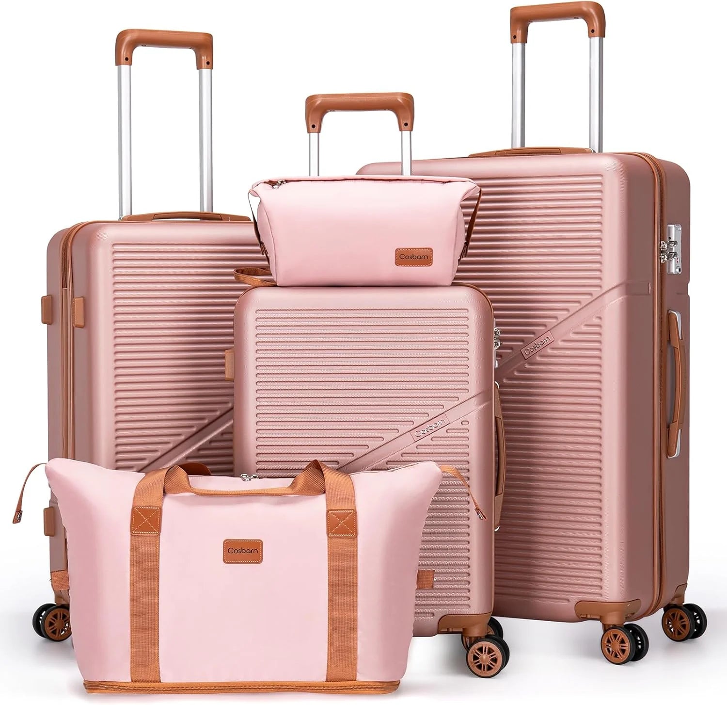 5-Piece Luggage Set with Spinner Wheels, Hard-Shell ABS Luggage Set with Tsa Lock, Lightweight Hard-Shell Waterproof Travel Case, Unisex, Gray