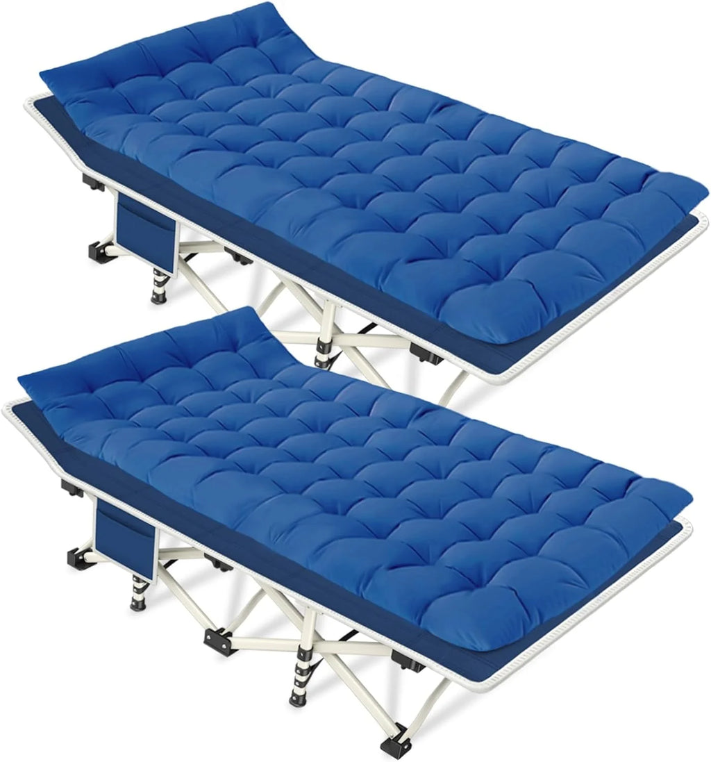 2 Pack Camping Cot with Mattress Comfortable Sleeping Cot Camping Cots for Adults 2 Person Folding Cot Heavy Duty Cots for Sleeping with Carry Bag Outdoor Indoor Home Vacation