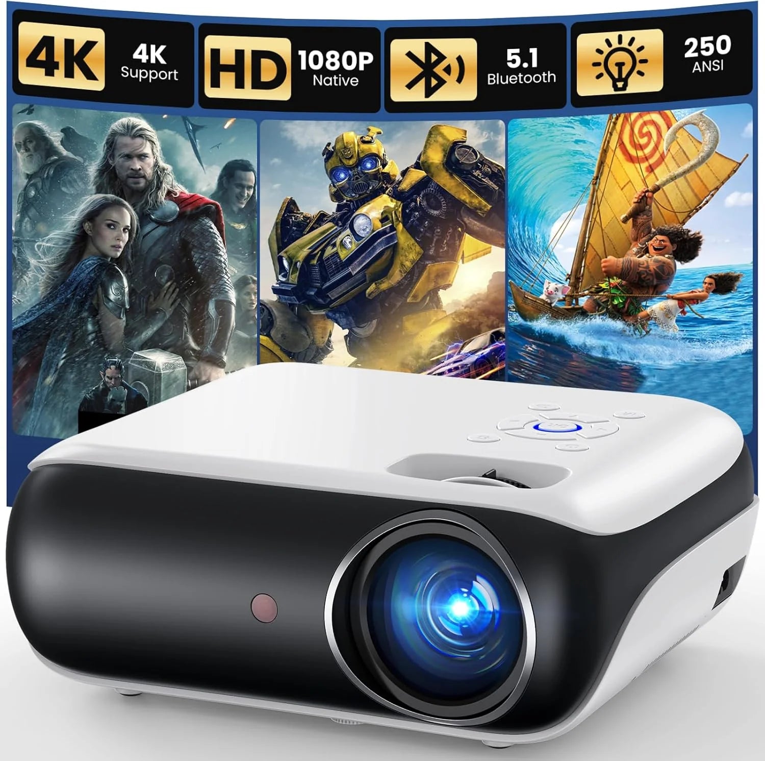 Official Licensed Google TV Smart Projector, HAPPRUN 4K UHD Home Theater