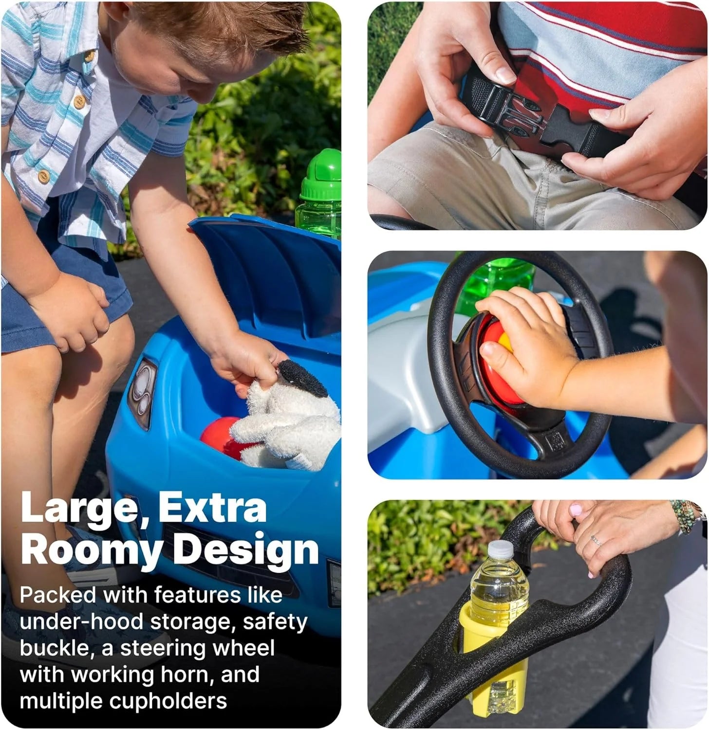 Step2 Whisper Ride II Ride On Push Toy Car Pink Ride On Car Seat Belt Easy Storage Transport