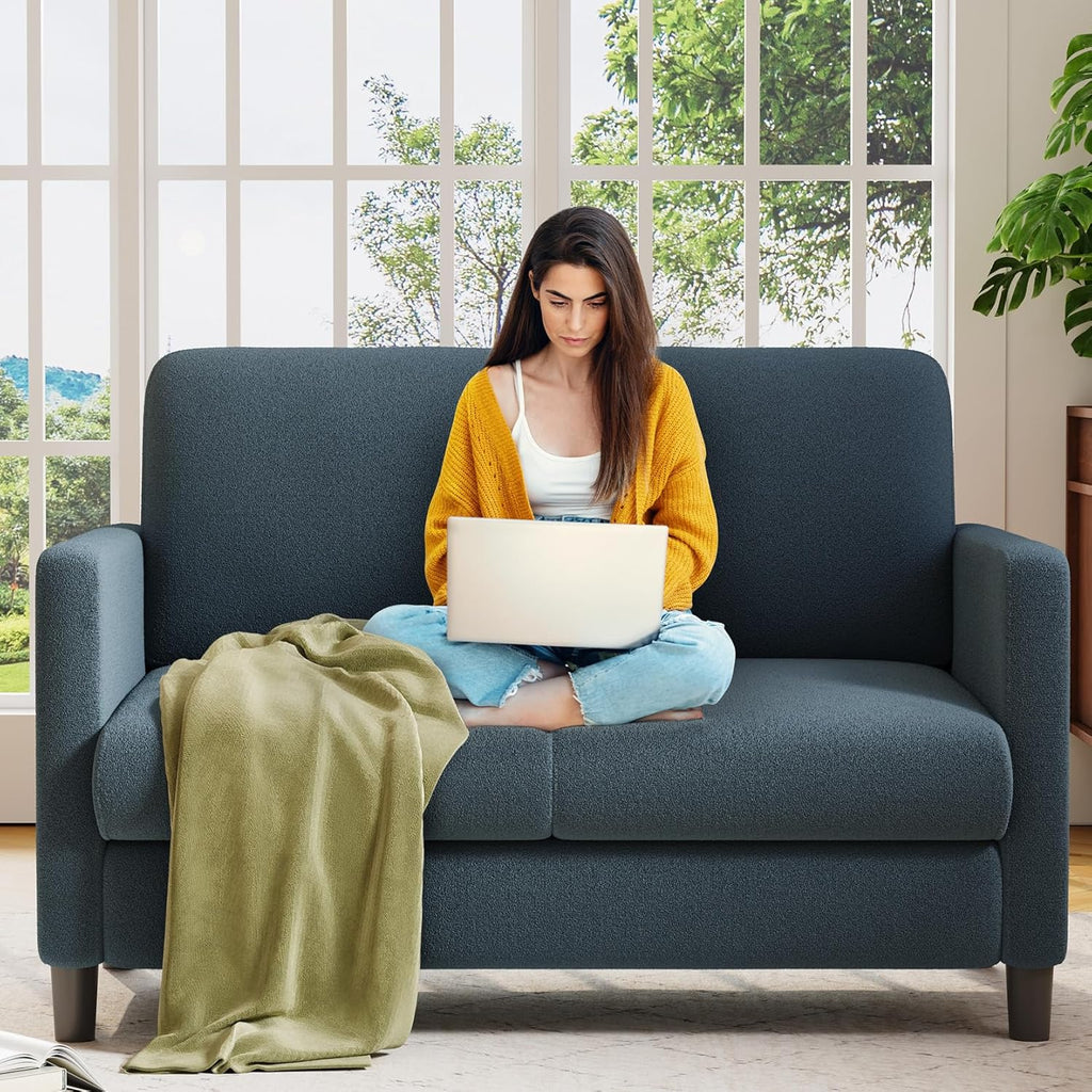 Loveseat Sofa 51 Love Seat Comfy Corduroy Small Loveseat Tool-Free Setup Couch