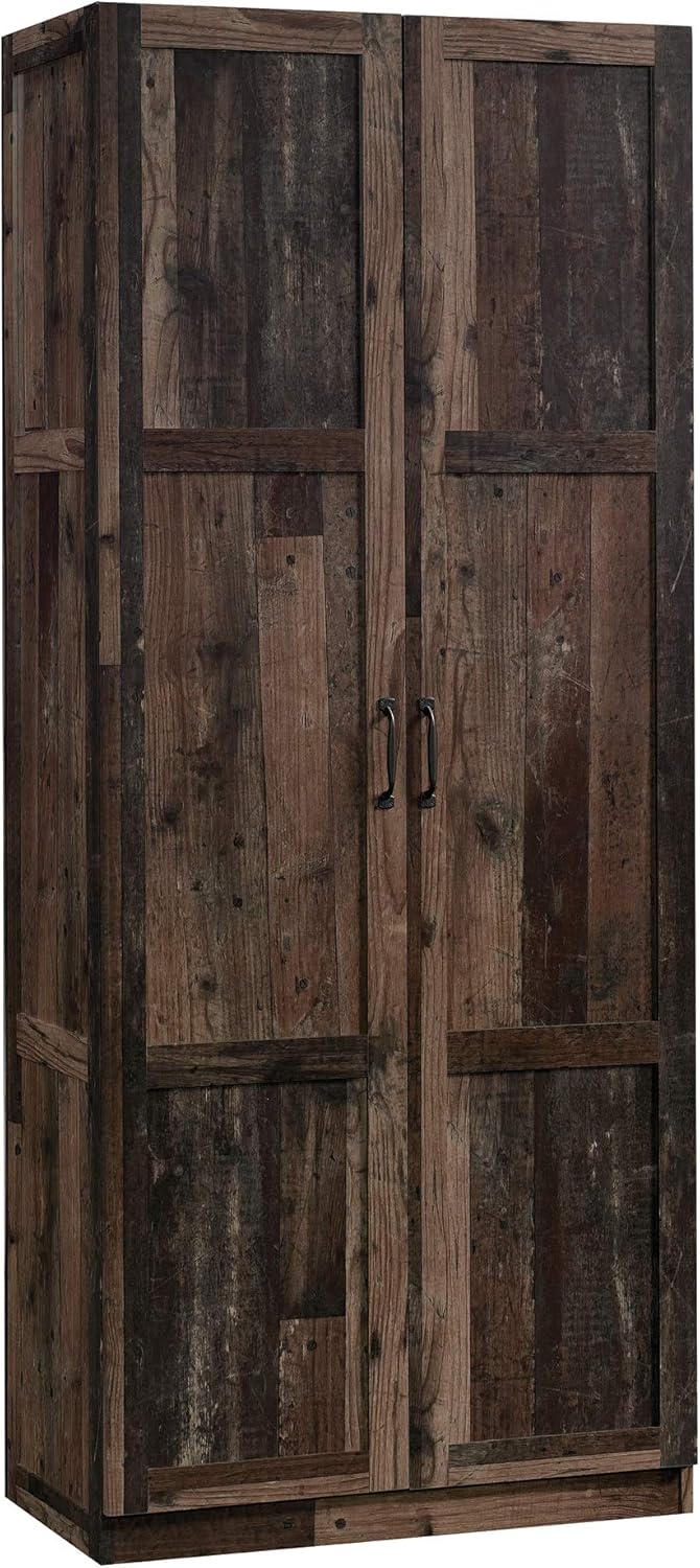 Sauder Storage Cabinet/ Pantry cabinets, 29.61  x D: 16.02  x H: 71.50, Cinnamon Cherry finish
