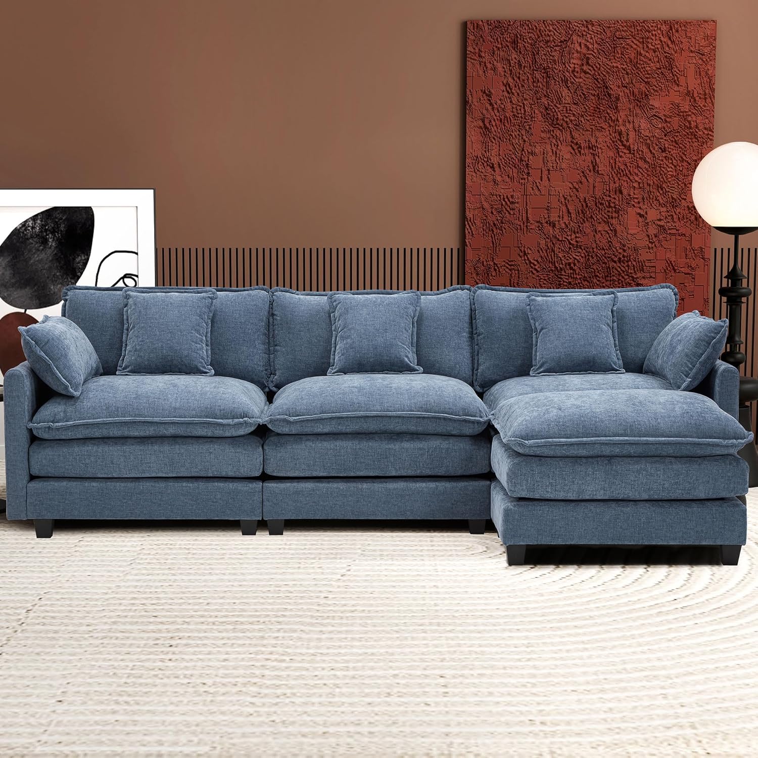 ihanherry 146-inch U-shaped modern sofa modular area cloud sofa