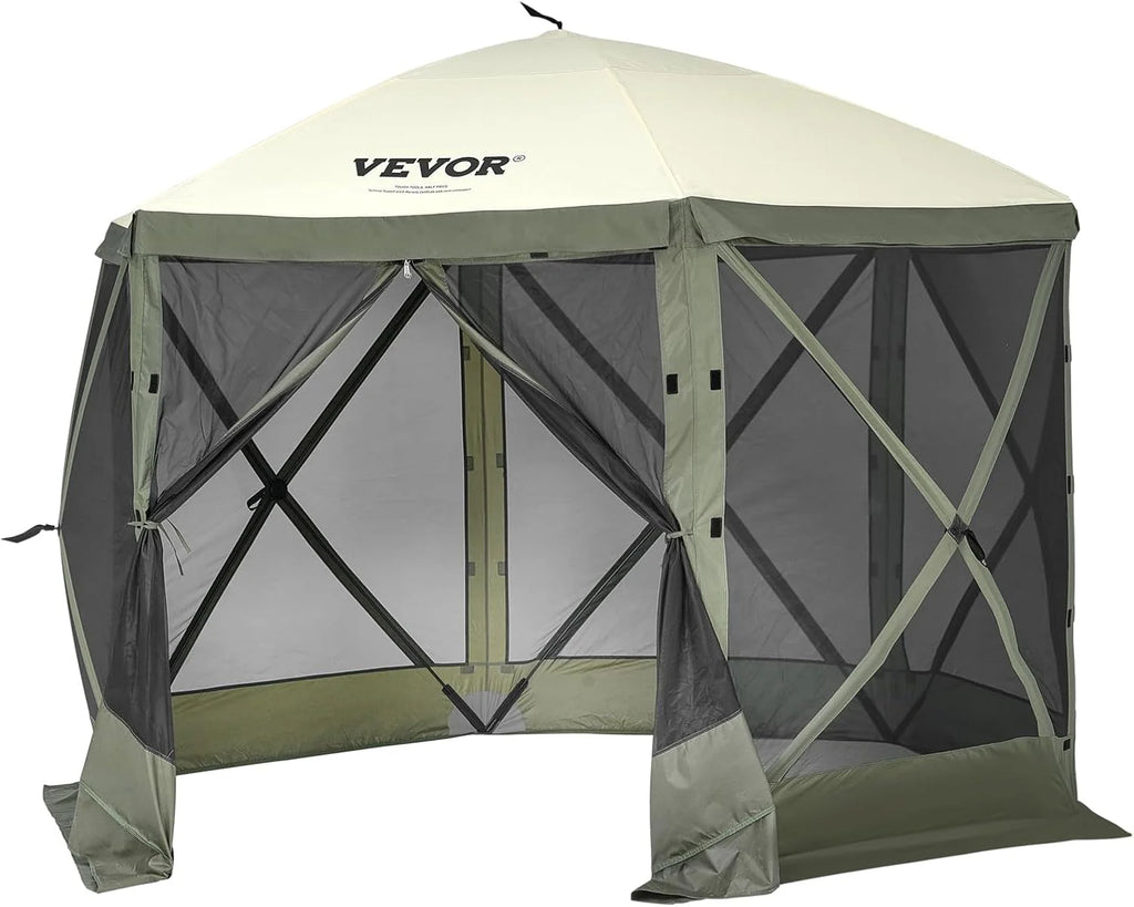 VEVOR 12 * 12ft 6 Sided Pop-up Canopy Shelter Tent with Mesh Windows, Portable Carry Bag