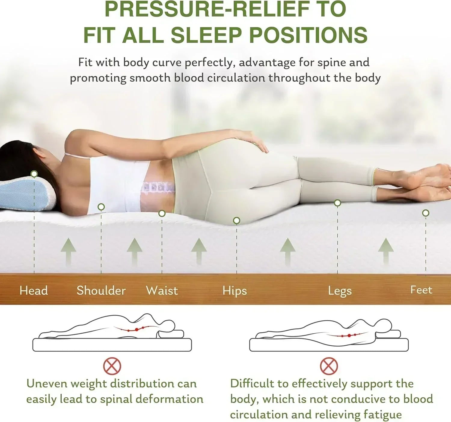 8-inch double mattress with memory foam for medium firm support