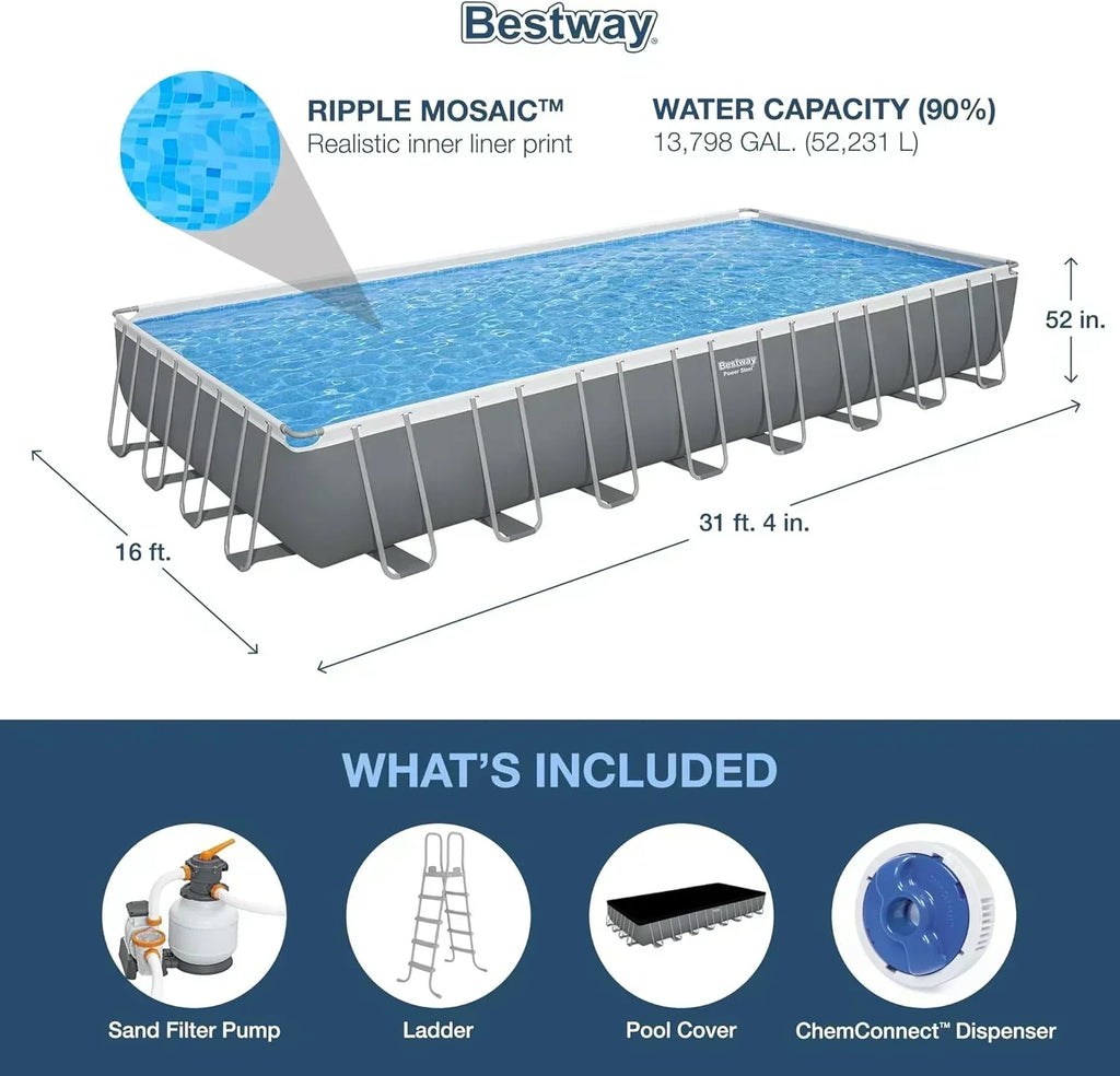 Power Steel 14' x 8'2 x 39.5 Oval Above Ground Pool Set Includes 530gal Filter Pump Ladder