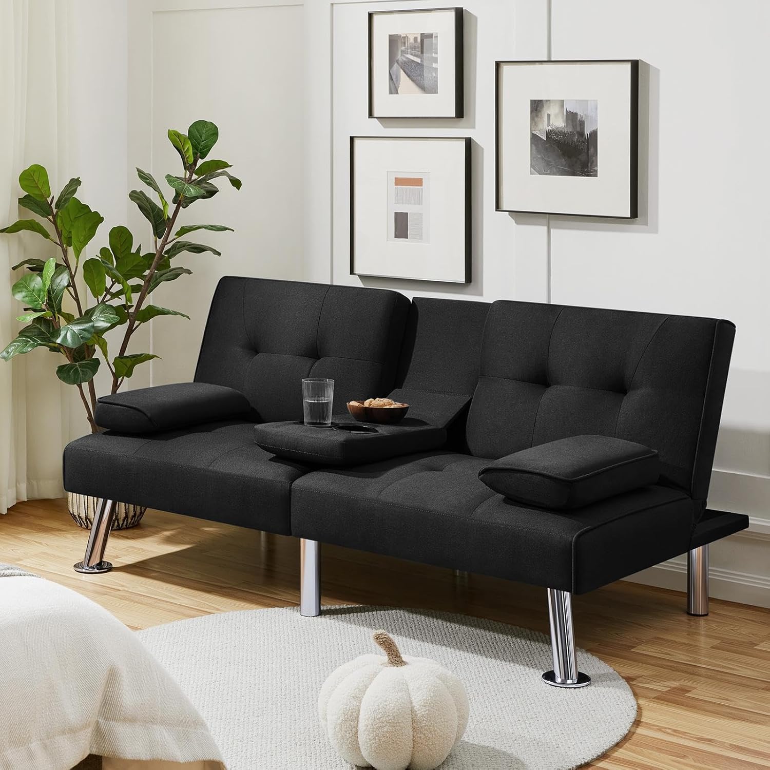 Convertible Sofa Bed Modern Imitation Leather Home Recliner Flip Double Sofa Folding Sofa Bed Guest Bed