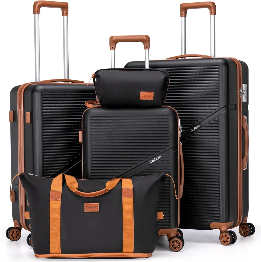 5-Piece Luggage Set with Spinner Wheels, Hard-Shell ABS Luggage Set with Tsa Lock, Lightweight Hard-Shell Waterproof Travel Case, Unisex, Gray