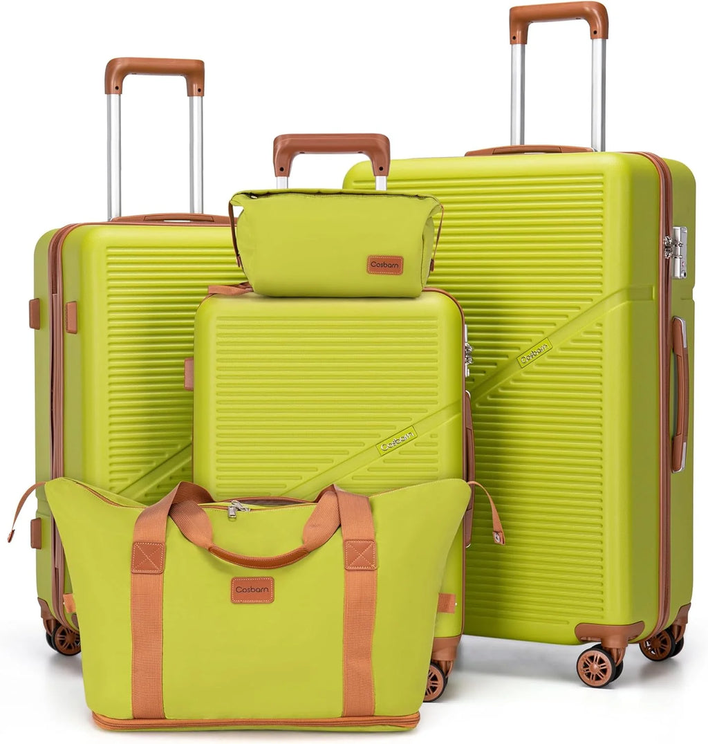 5-Piece Luggage Set with Spinner Wheels, Hard-Shell ABS Luggage Set with Tsa Lock, Lightweight Hard-Shell Waterproof Travel Case, Unisex, Gray