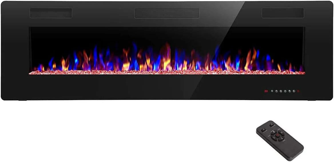R.W.FLAME 60 Recessed and Wall Mounted Electric Fireplace, Low Noise