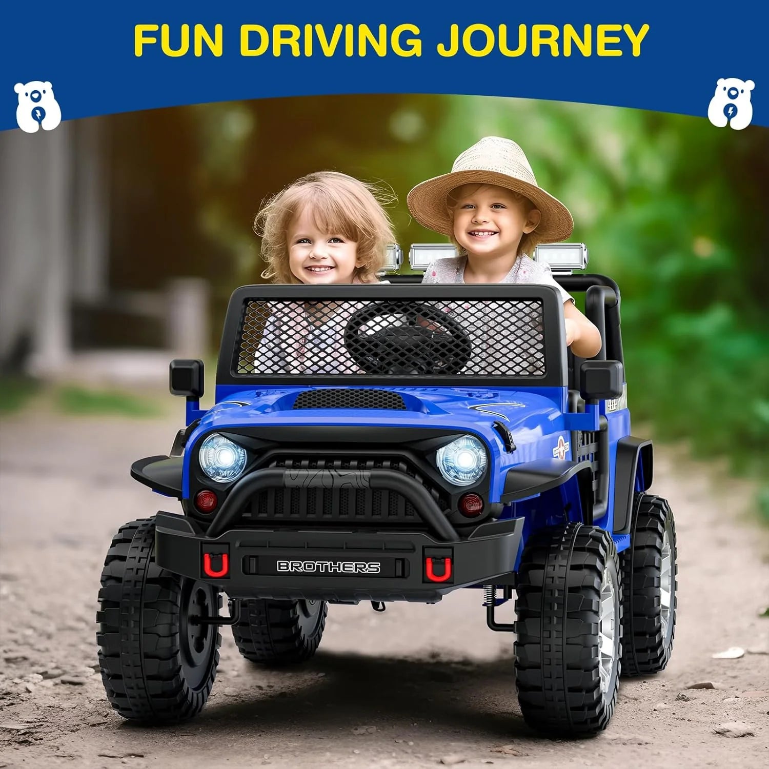 L8 Ride On Car, 2 Seater, 12V Kids Electric Car w/Remote Control, 4-Wheel Suspension, Bluetooth Speaker, Multi Music Modes, 3 Speeds, LED Lights, Xmas & Birthday Gift Ideas for Kids Ages 3+