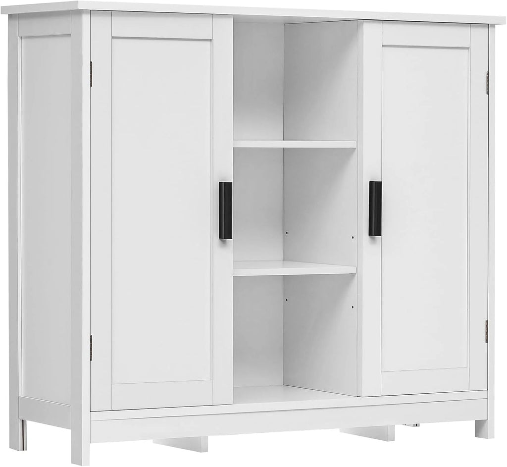 Iwell Storage Cabinet with 2 Drawers & Adjustable Shelves, Cupboard, Floor Cabinet