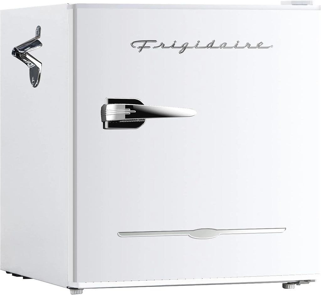 Frigidaire EFR176 Retro Compact Fridge with Chiller Mini Refrigerator with Built-in Bottle Opener for Office, Bedroom, Dorm Room or Cabin, 1.6 cu ft 16 D x 18 W x 18.5 H, Moonlight