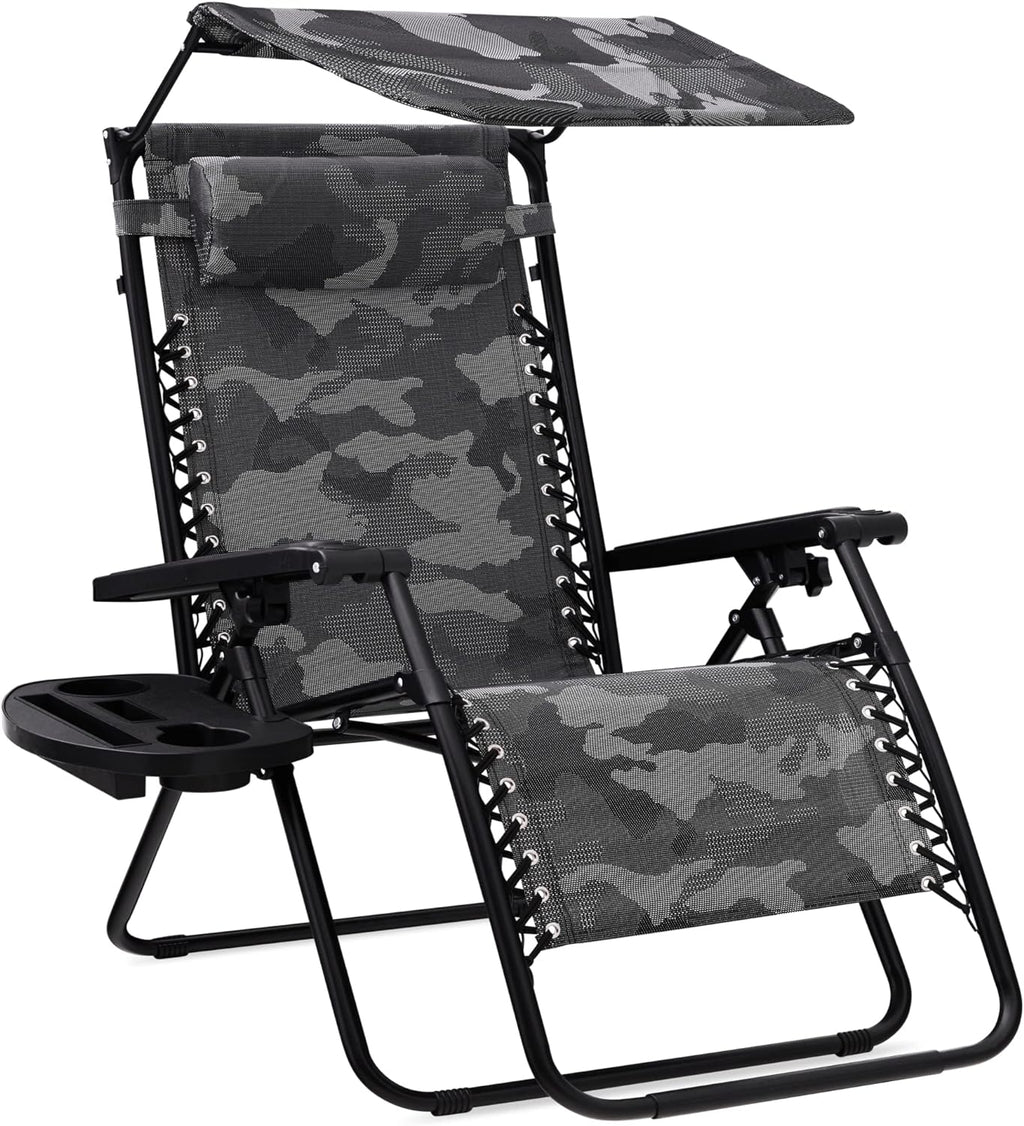 Best Choice Products Folding Zero Gravity Recliner Patio Lounge Chair Adjustable Canopy Shade