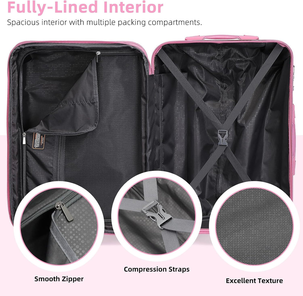 6-piece luggage set, expandable hardshell suitcase set with spinner wheels, lightweight rolling luggage set