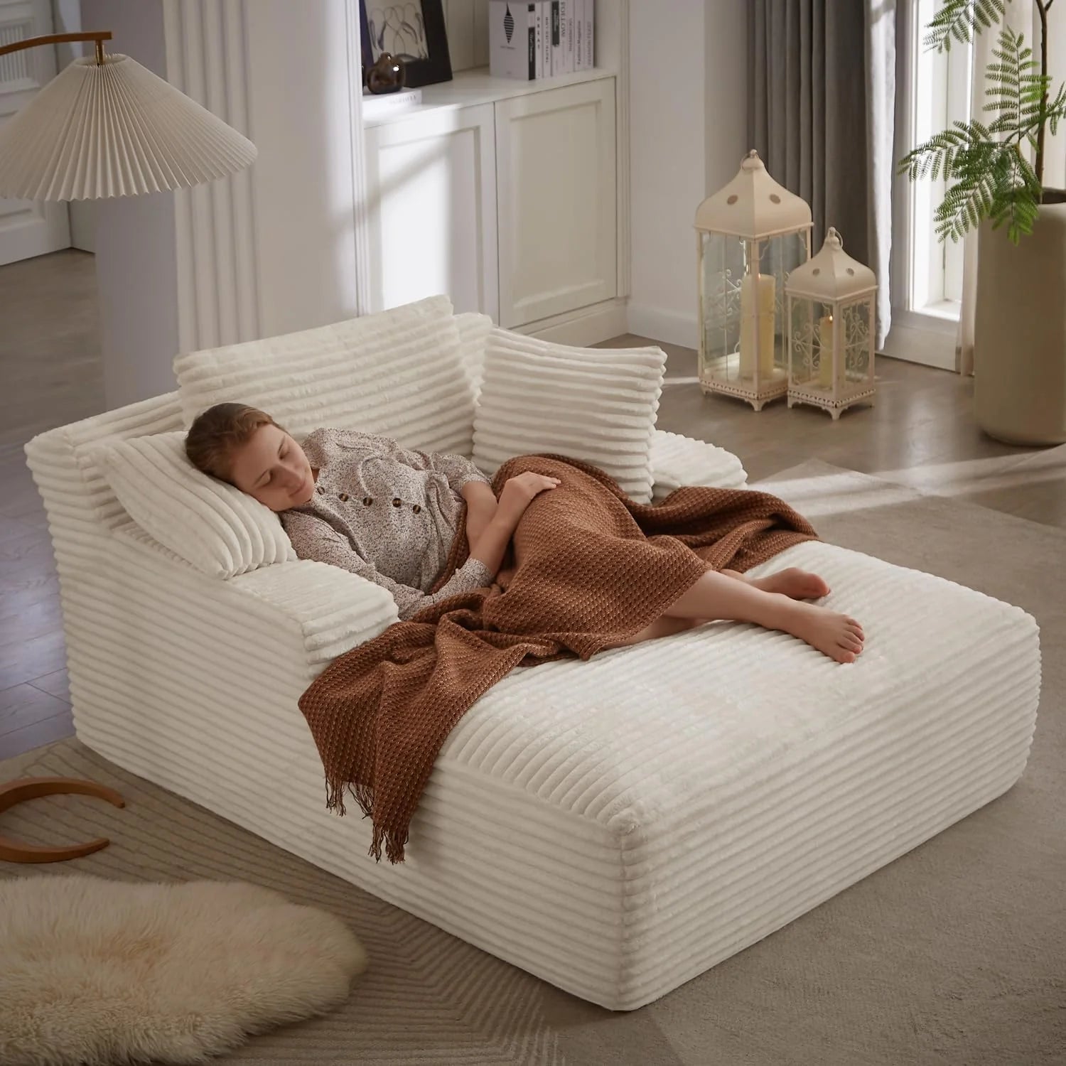 50-inch indoor recliner, oversized corduroy upholstered boneless sofa bed, deep sleeper sofa reading chair, cloud sofa, living room sofa