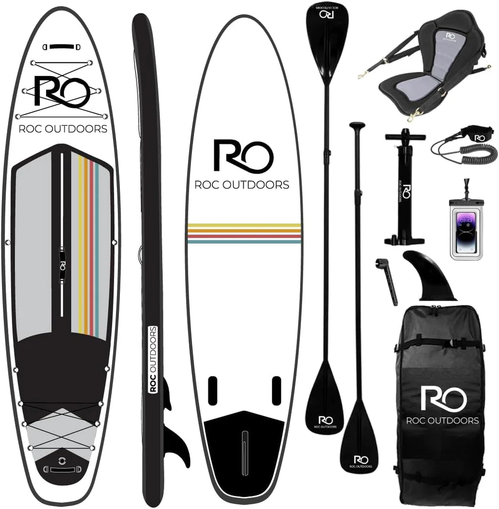 Roc Inflatable Stand Up Paddle Board 10' 6 with Premium SUP Paddle Board Accessories
