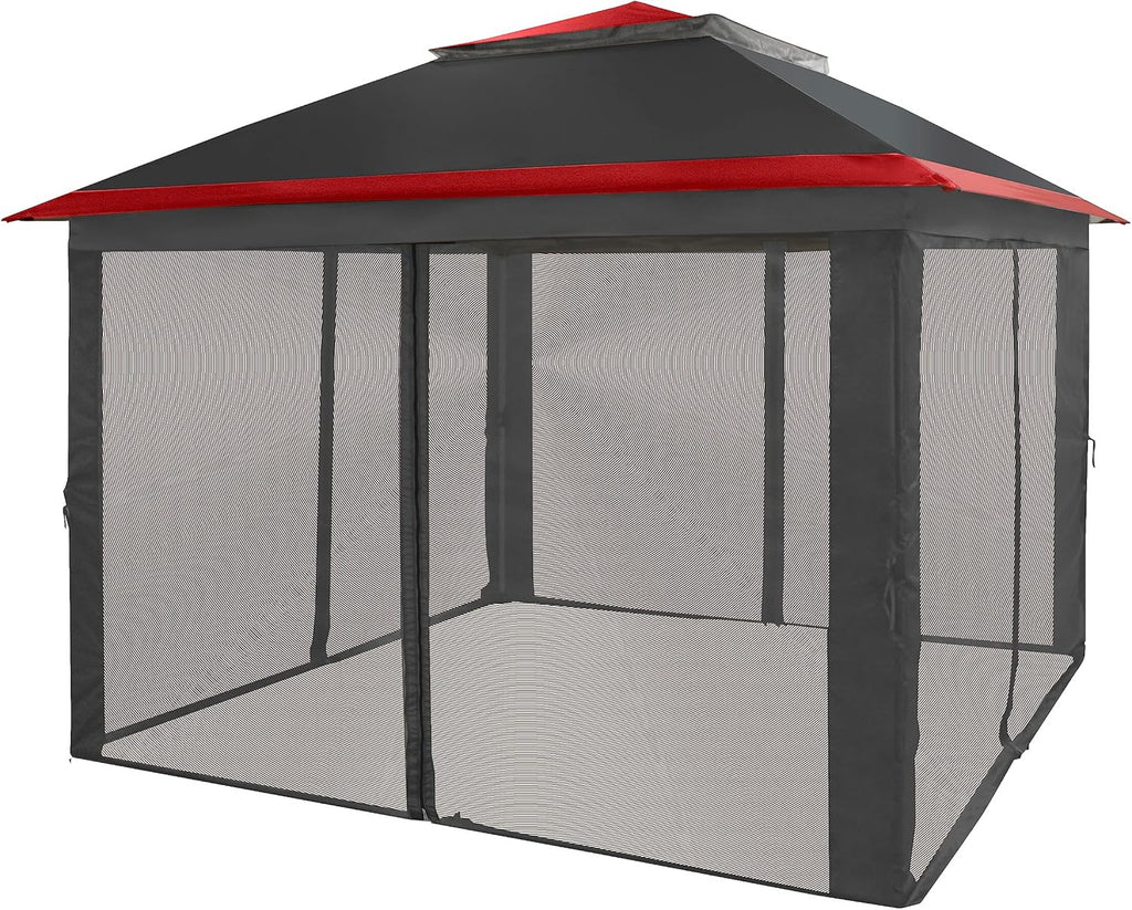 CROWN SHADES 13x13 Pop Up Gazebo, Canopy Tent, Gazebos on Clearance - Outdoor Gazebo for Backyard & Patio Furniture - Carpa Pop Up Tent with Wheeled STO-N-Go Cover Bag (White)