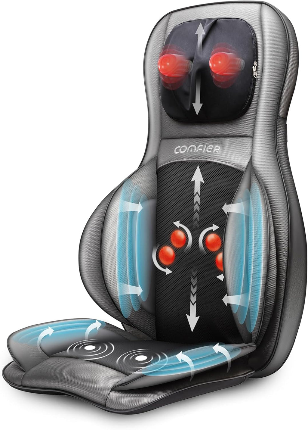 COMFIER Massager Chair with Heat Shiatsu Neck Back Massager Portable with Compress