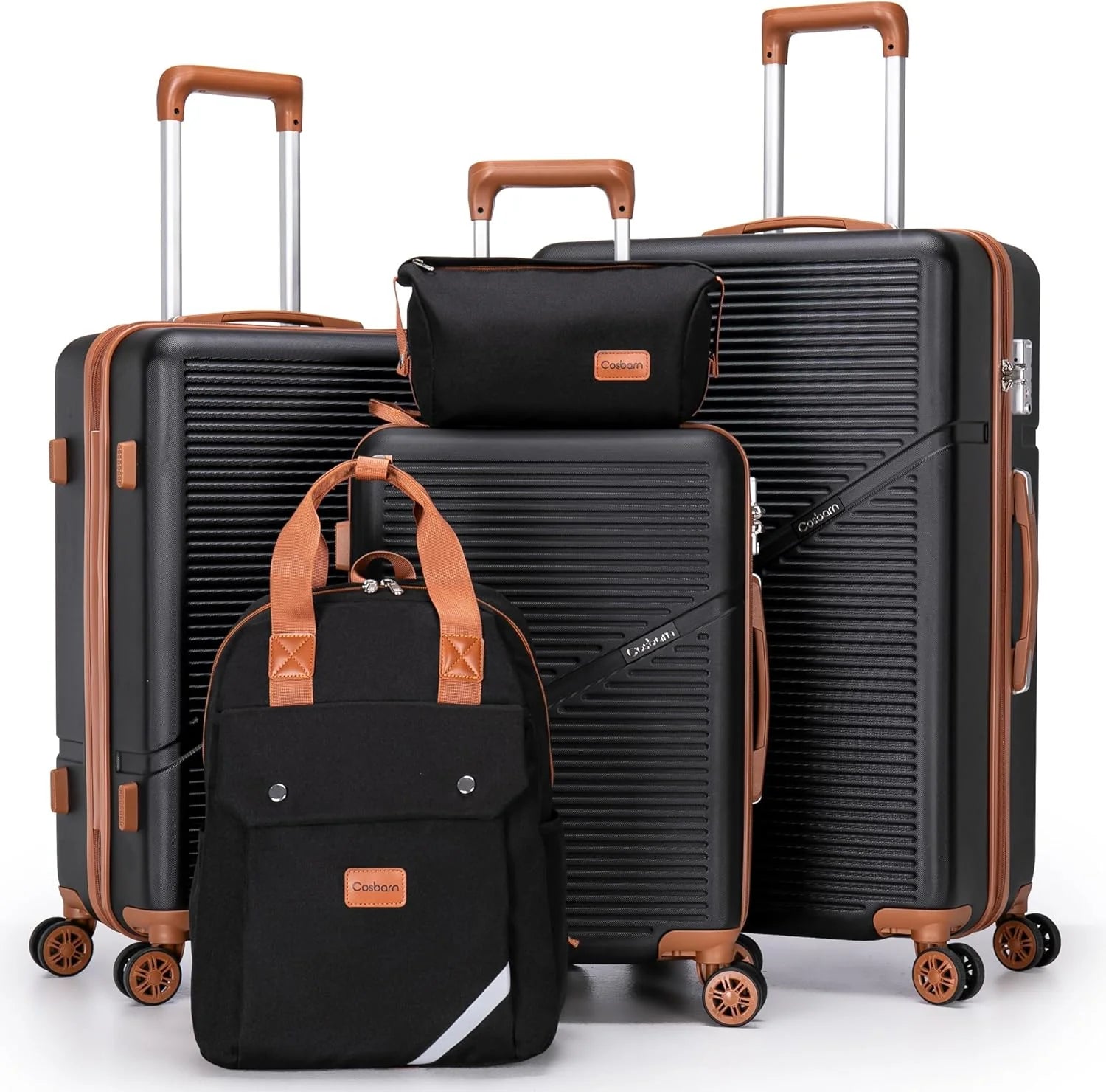 5-Piece Luggage Set with Spinner Wheels, Hard-Shell ABS Luggage Set with Tsa Lock, Lightweight Hard-Shell Waterproof Travel Case, Unisex, Gray