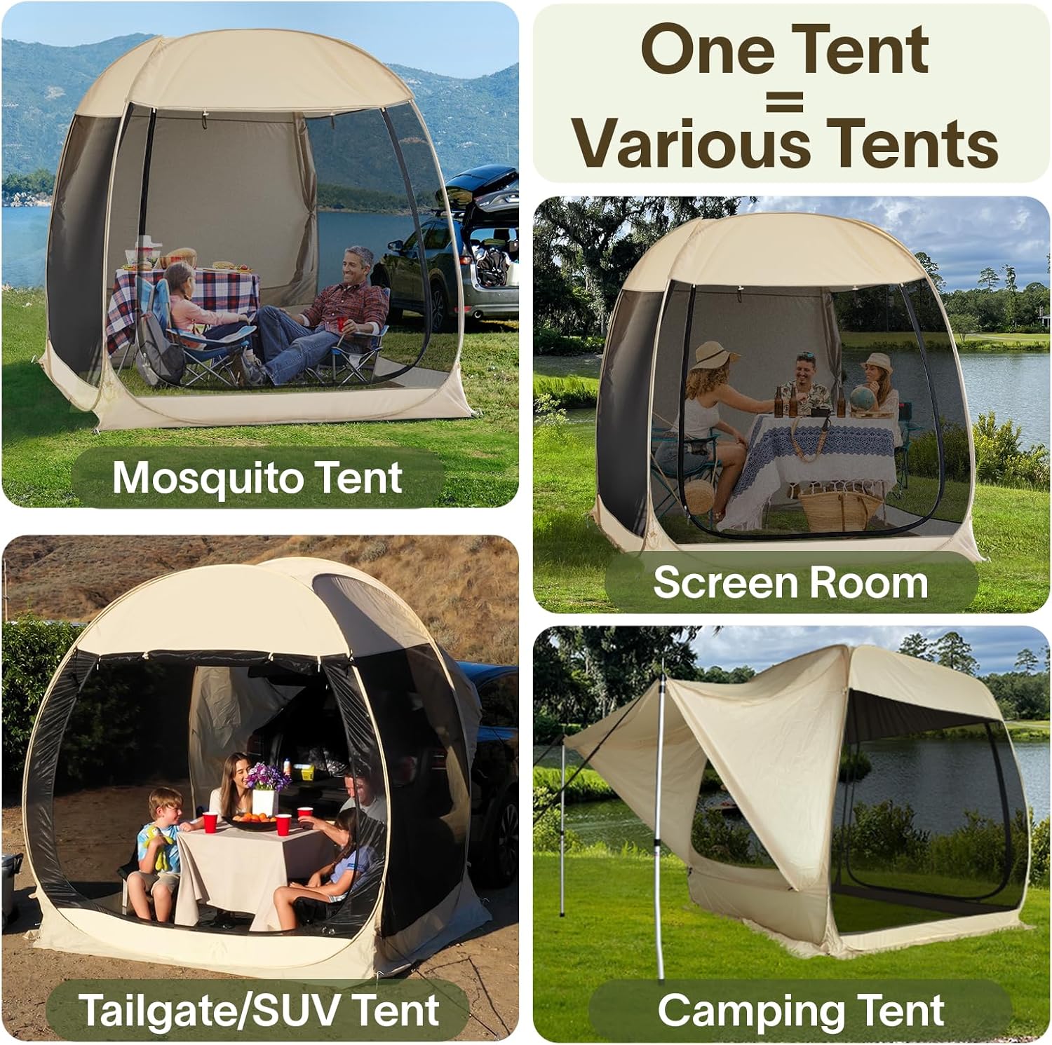 Alvantor Screen House Gazebo Pop Up Igloo Screened Canopy Tent with Mosquito Netting Sides