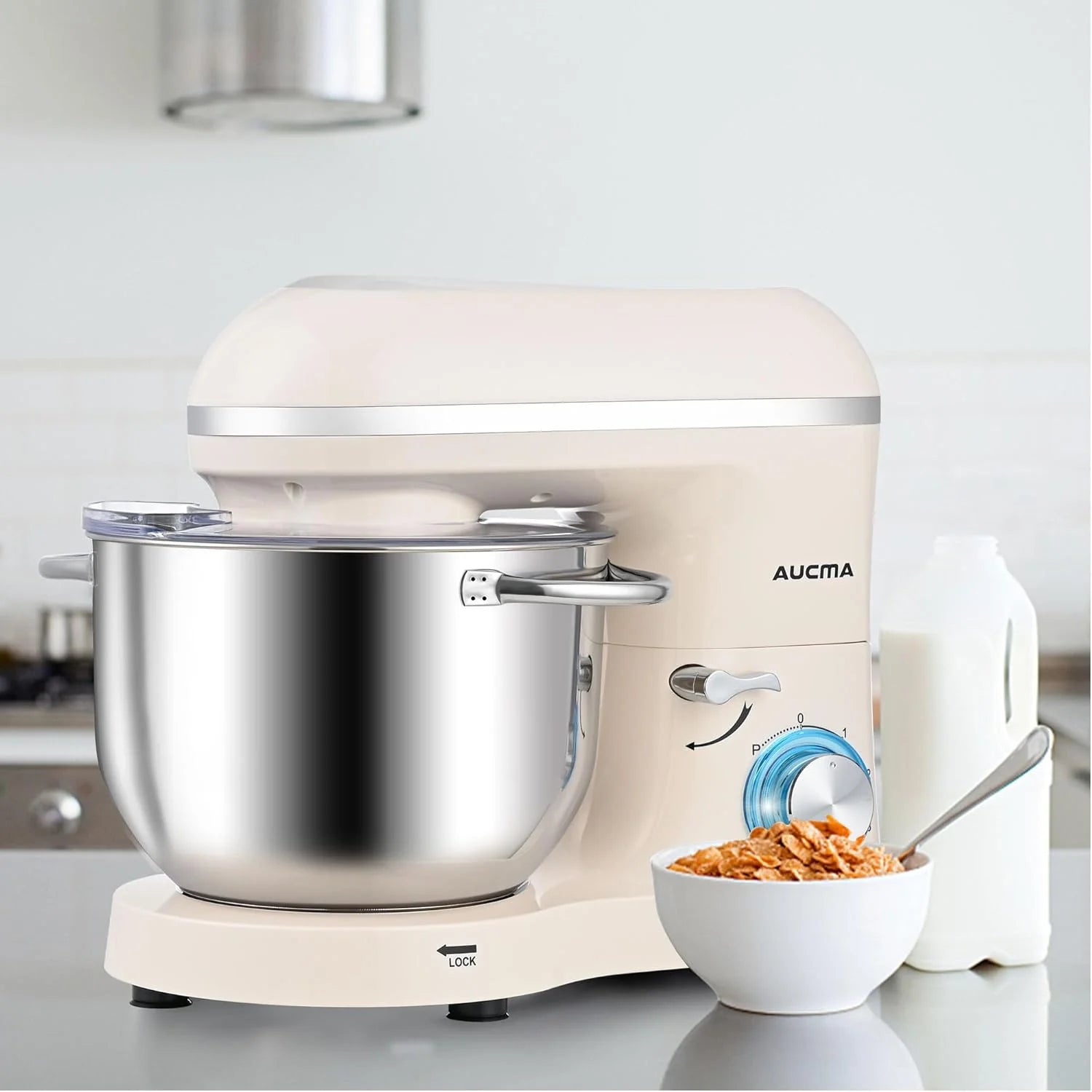 Aucma Stand Mixer,6.5-QT 660W 6-Speed Tilt-Head Food Mixer, Kitchen Electric Mixer with Dough Hook