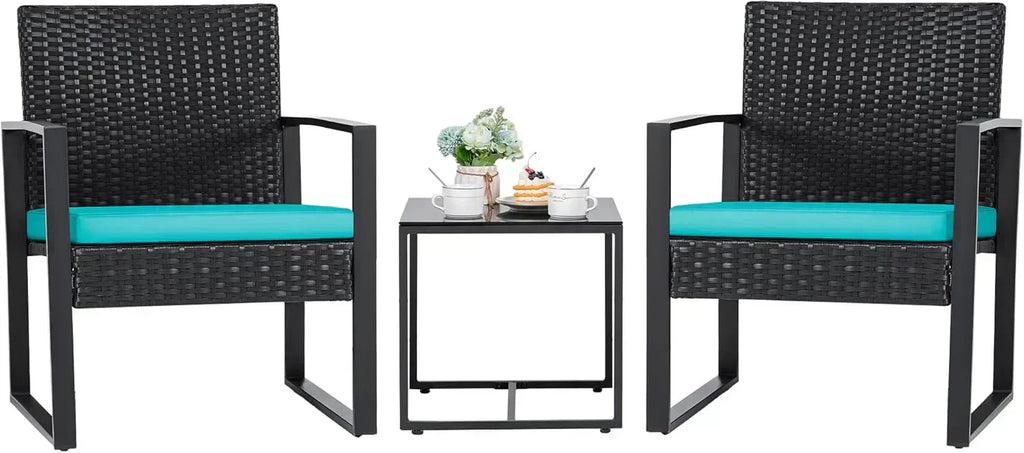 Flamaker 3 Pieces Patio Set Outdoor Wicker Furniture Sets Modern Rattan Chair Conversation Sets