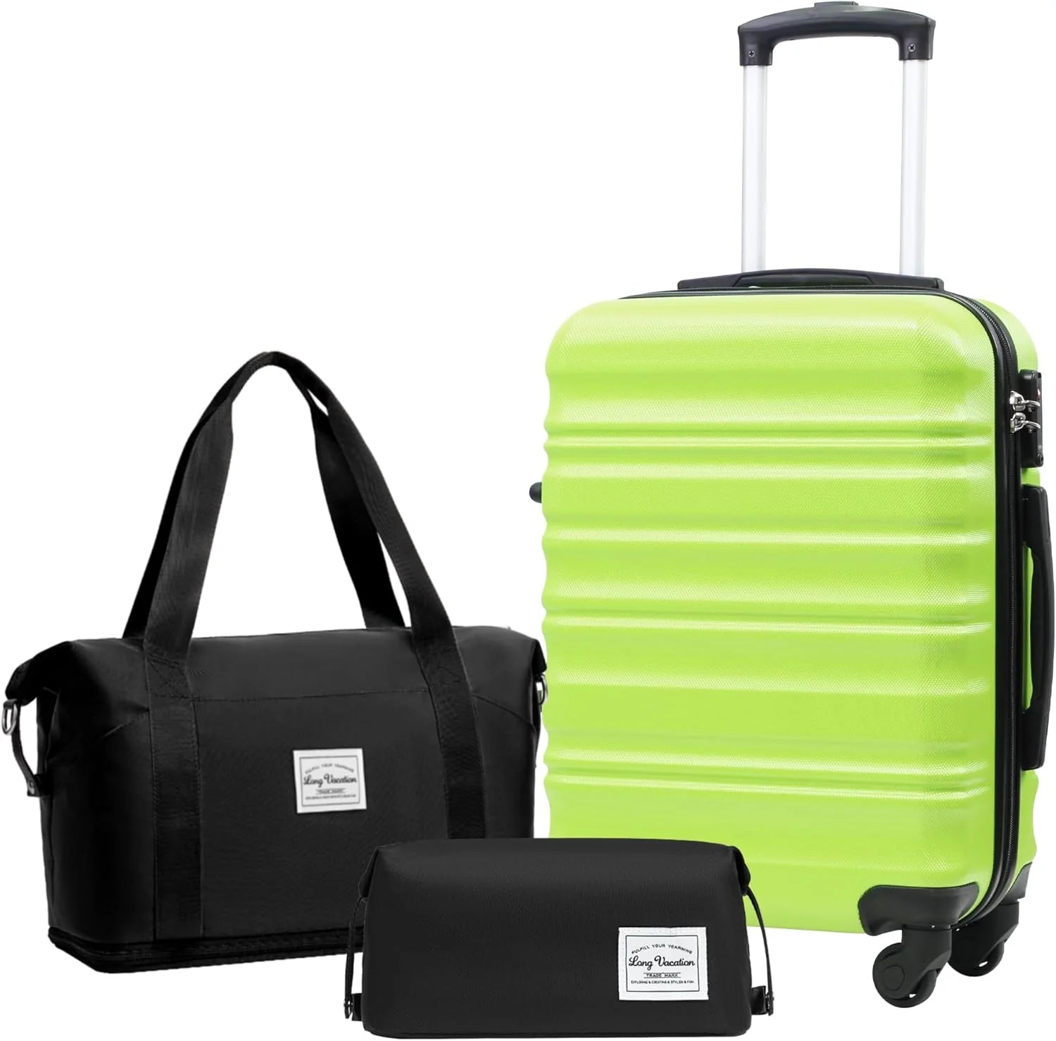 LONG VACATION 6 Piece Luggage Set Carry on Suitcase with ABS+PC hardshell, Spinner Wheels & YKK Zipper TSA Lock