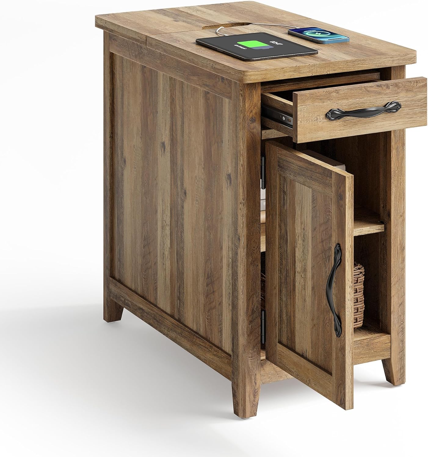 Farmhouse End Table Narrow Side Table Small Nightstand