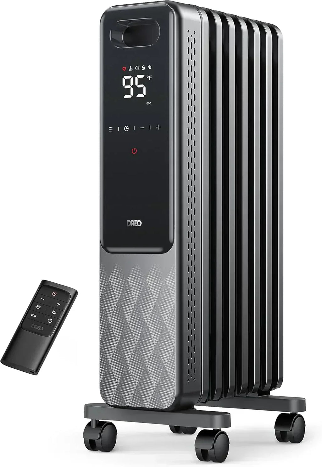 Indoor electric radiant heater with overheat and tip-over protection digital thermostat