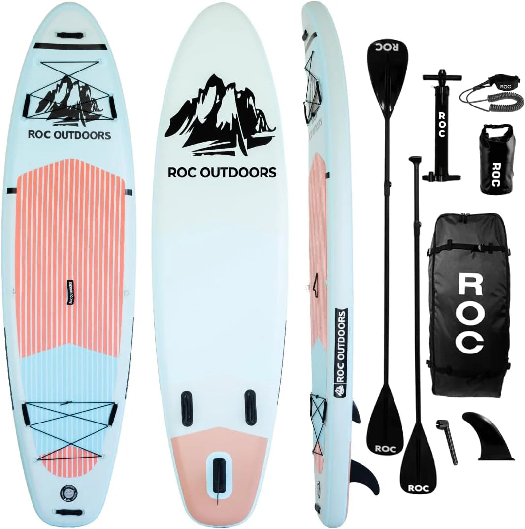 Roc Inflatable Stand Up Paddle Board with Premium SUP Paddle Board Accessories, Wide Stable Design