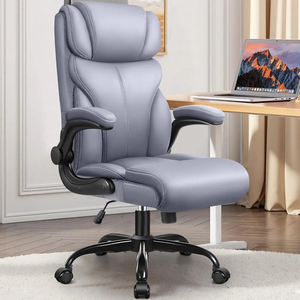 Office Chair Large High-Foot Computer Desk Chair, Breathable Leather Chair Lumbar Support Rotating Computer Chair