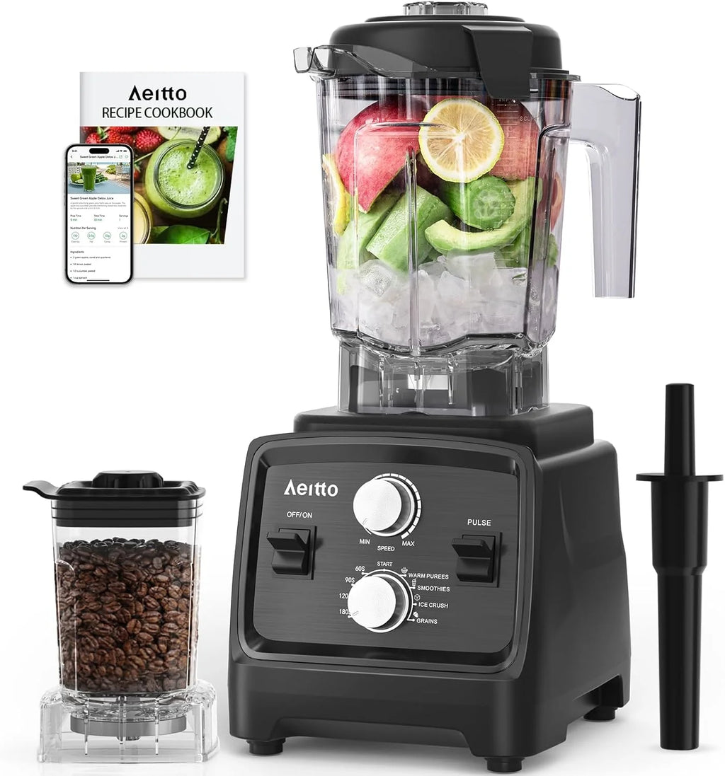 Aeitto Blenders for Kitchen with 1800W Motor, 68Oz. Large Capacity, 2-in-1 Blender & Grinder Combo