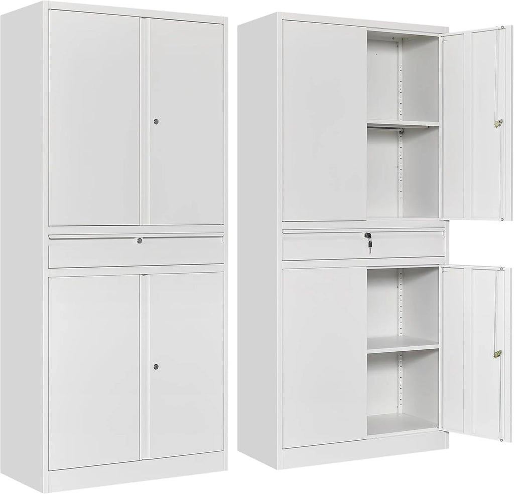 SISESOL Metal Storage Cabinet with Wheels,75 inch Tall Rolling Garage Storage Cabinet