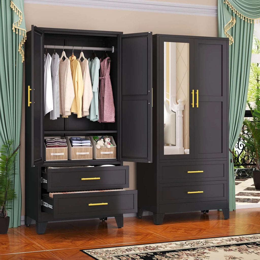 Steel Armoire Wardrobe Closet, 71 Metal Clothing Storage Cabinets