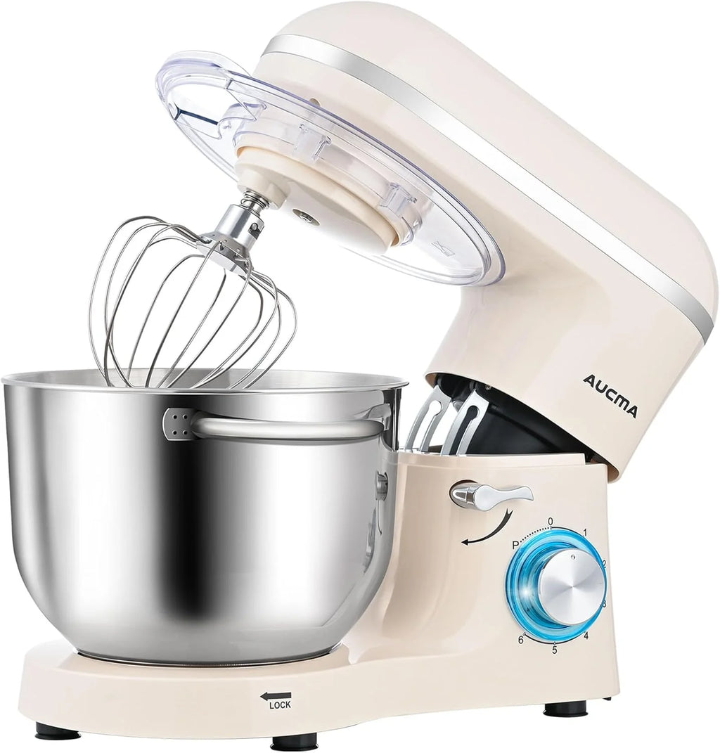 Aucma Stand Mixer,6.5-QT 660W 6-Speed Tilt-Head Food Mixer, Kitchen Electric Mixer with Dough Hook