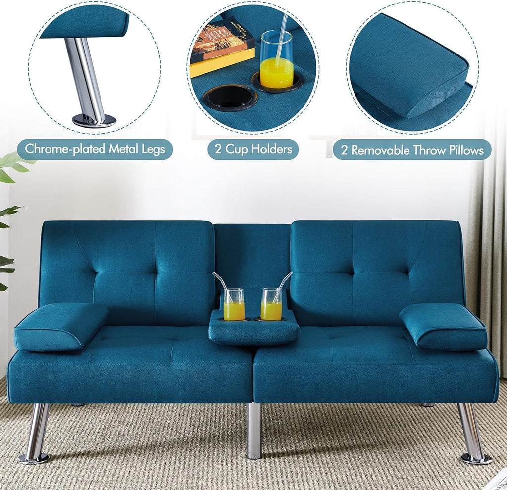 Convertible Sofa Bed Modern Imitation Leather Home Recliner Flip Double Sofa Folding Sofa Bed Guest Bed