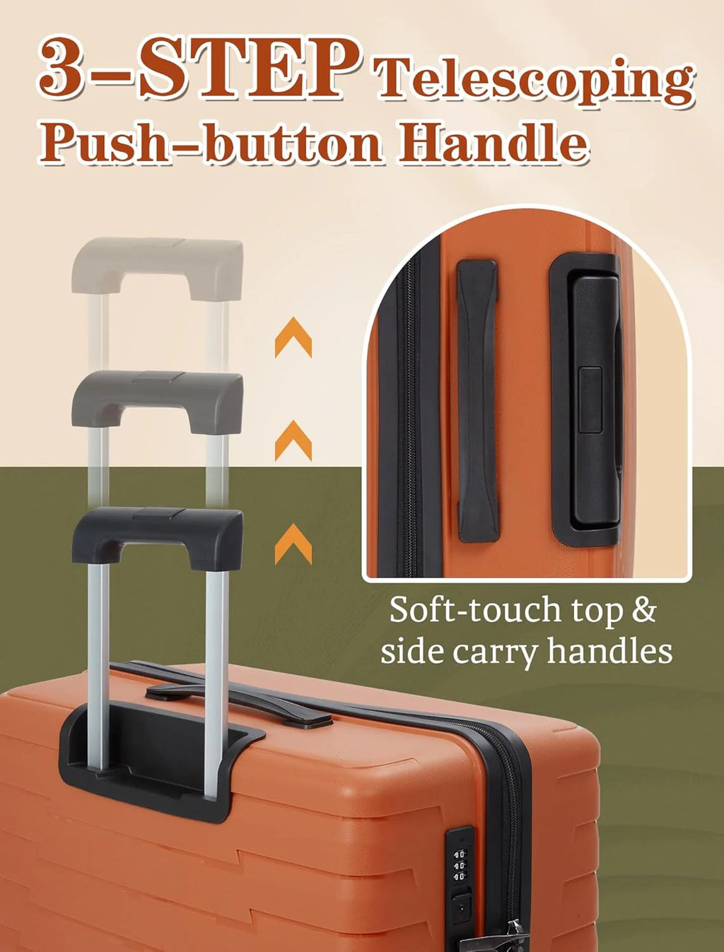 5-piece luggage set with wheels, ABS hardshell suitcase with spinner wheels