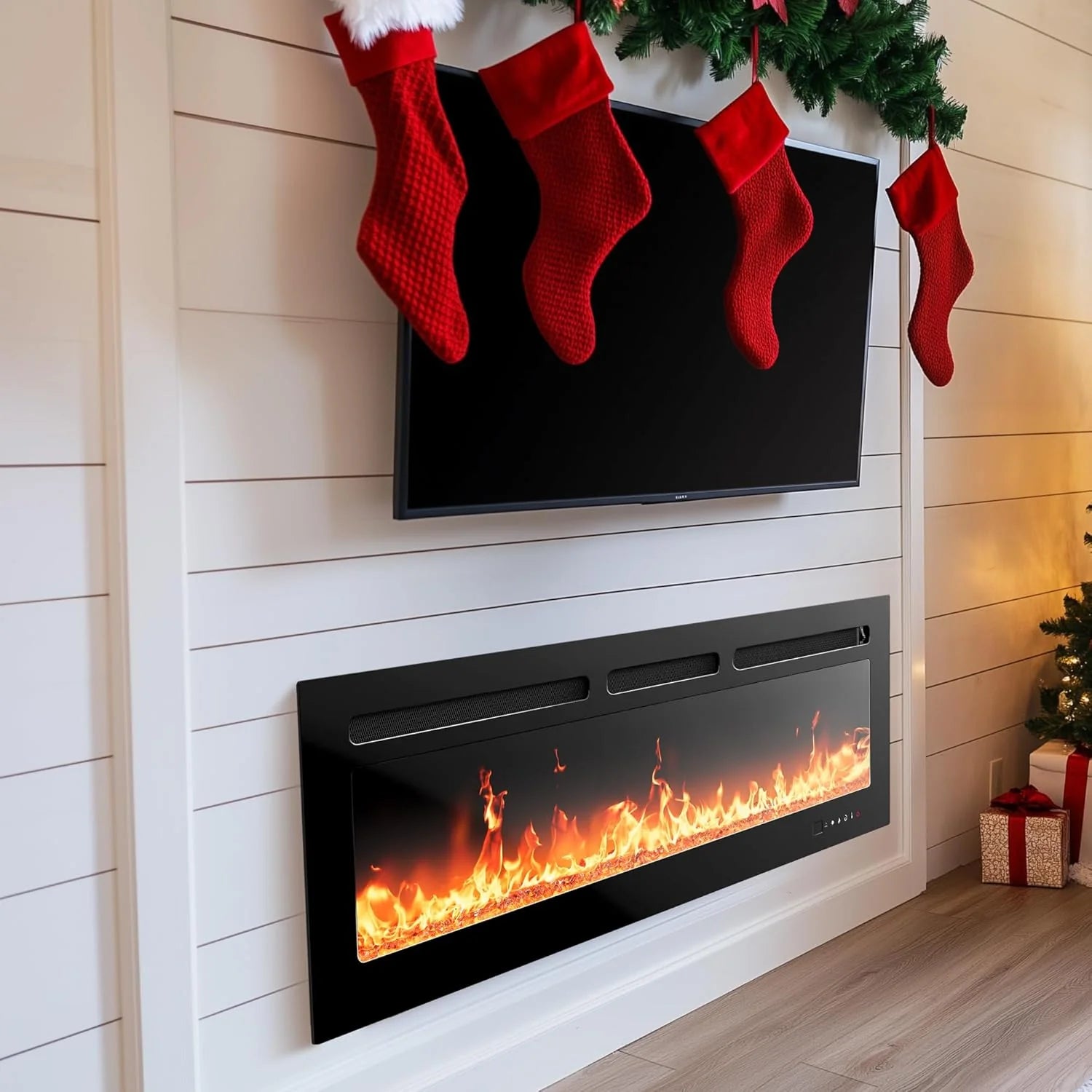 50 Smart Electric Fireplace 5300 BTU Heat Output, Ultra-Slim Wall-Mount or Built-In Electric Fireplace