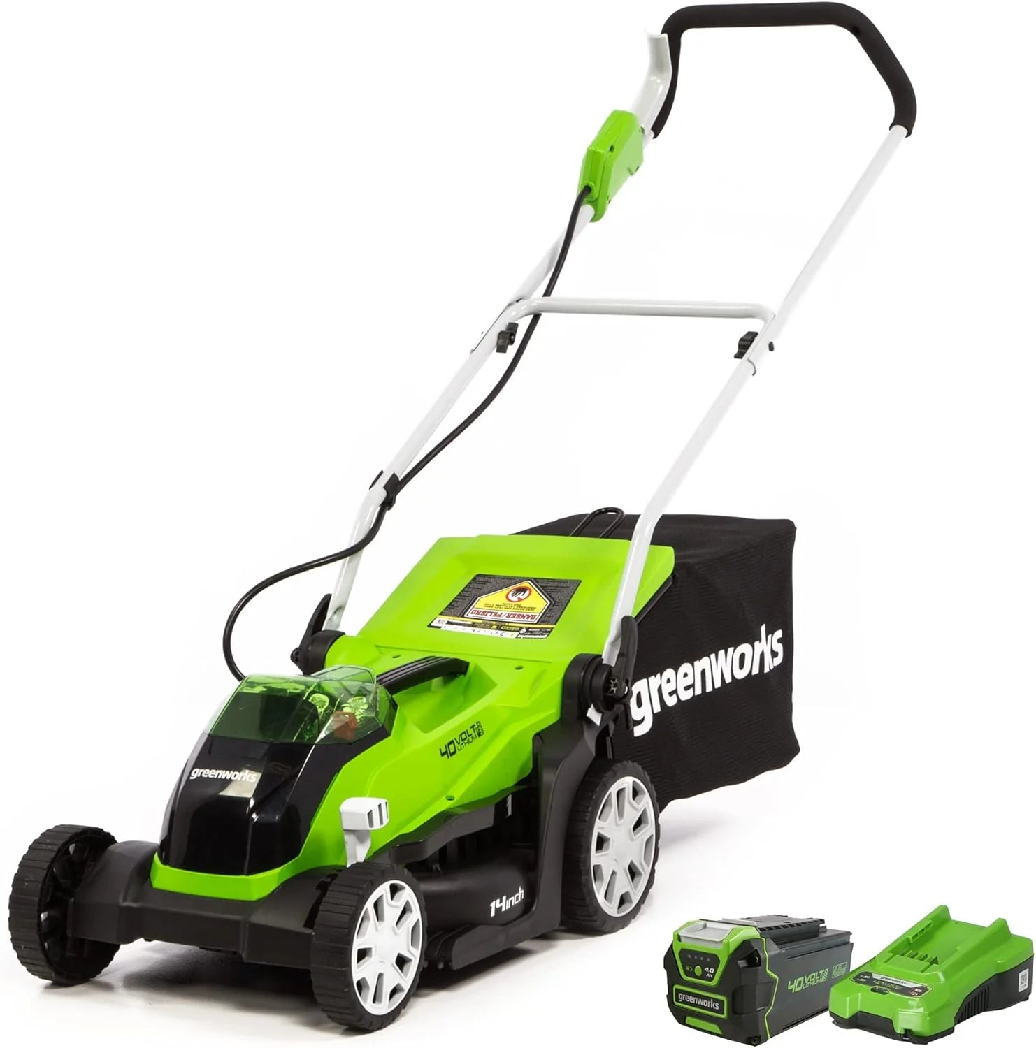 Greenworks 40V 16 Cordless Lawn Mower, Ultra-Light Push Mower with 4.0Ah Battery