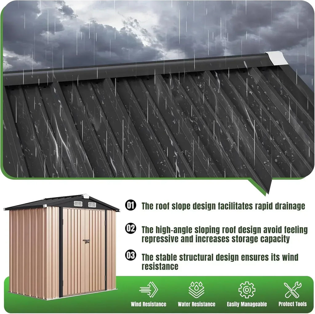 Aoxun 6.2x4 FT Shed Outdoor Storage Shed Metal Garden Shed Sloping Roof Tool Shed Bike Shed