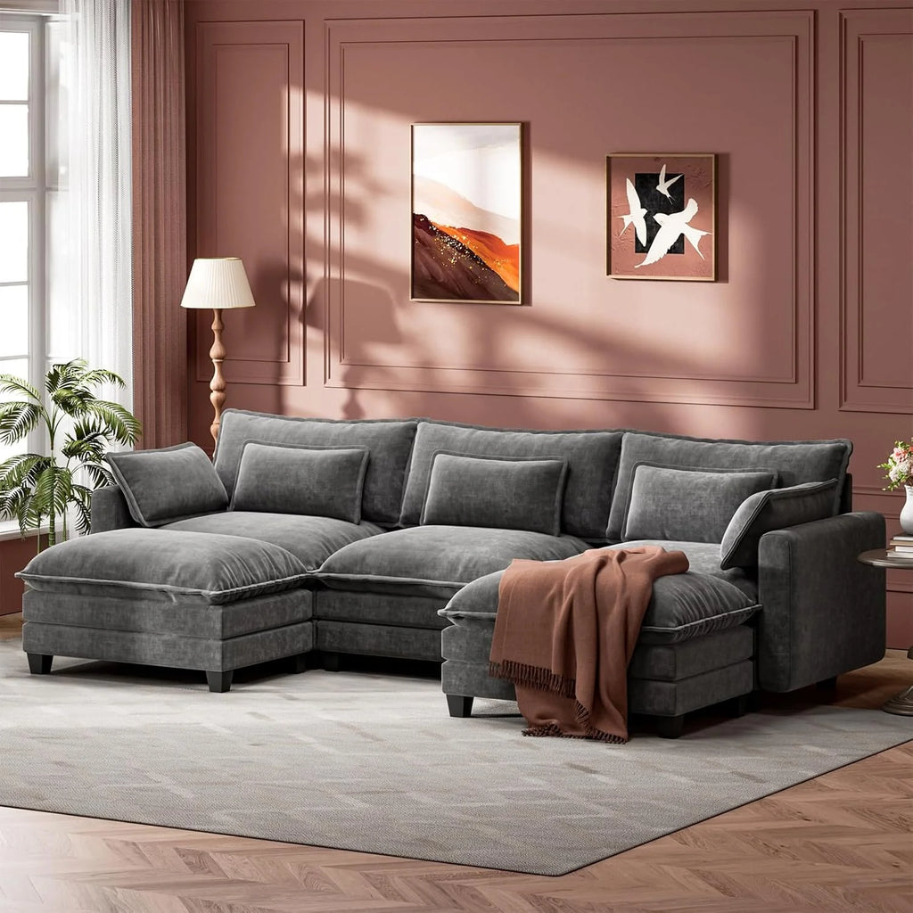 Marsail Modular Sectional Sofa U Shaped Modern Comfy Cloud Couch 5 Seat Chenille Deep Seat Sofa