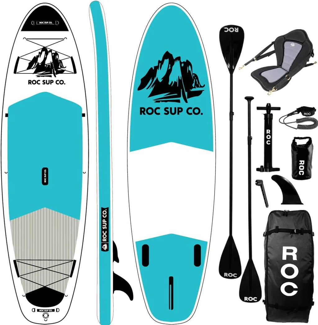 Roc Inflatable Stand Up Paddle Board with Premium SUP Paddle Board Accessories, Wide Stable Design